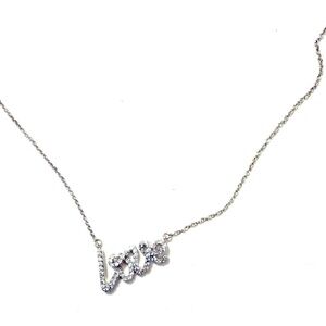 FASHION JEWELRY Sterling Silver Pavé Love Script Pendant Necklace